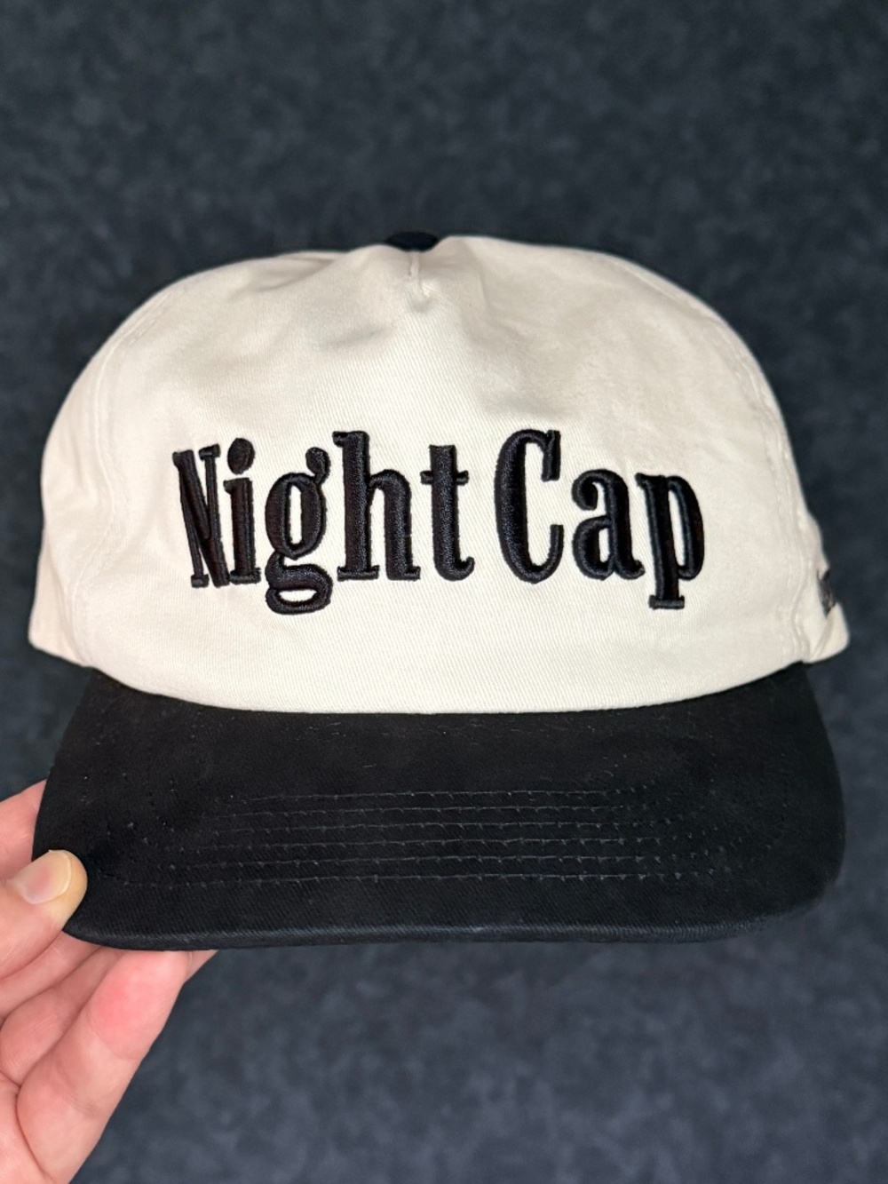 Communal Cowboy 'Night Cap' Snapback Hat Black and Cream/White Great Condition